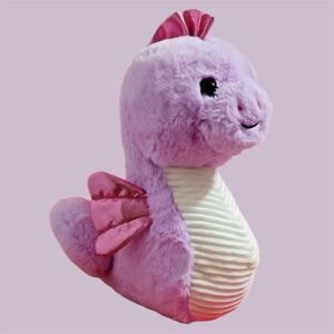 Valentine's Hug Me Purple Seahorse Plush 15" Trimmed in Shocking Pink Metallic